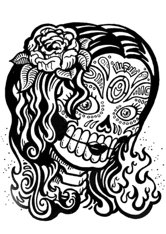 Sugar Skull Girl Coloring Page